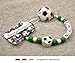 Produktbild Baby SCHNULLERKETTE mit NAMEN | Motiv Fussball in Vereinsfarben - grün, weiß