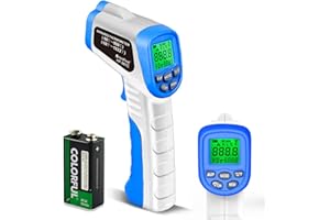 Termómetro Infrarrojo, Pistola de Temperatura Láser Digital Sin Contacto -50~550℃ con Emisividad Ajustable y Alarma de Alta y