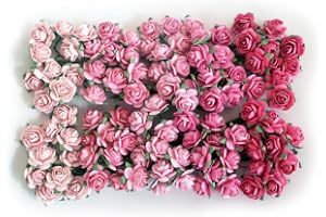 KADADSA 100 st små konstgjorda rosor blandade rosa fem färger mullbär pappersblomma 15–18 mm blomma bröllop scrapbooking