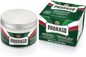 Proraso I0001597 Förrakningskräm, 300 ml | Gör skägget mjukare, för alla hudtyper, med eukalyptusolja och mentol, utan parabener och silikoner, tillverkad i Italien