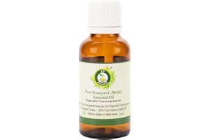 R V Essential Huile essentielle pur de fenugrec (Methi) 10ml (0.338oz) - Trigonella Foenumgraecum (100% Pur et naturelle Distillée vapeur) Pure Fenugreek (Methi) Essential Oil