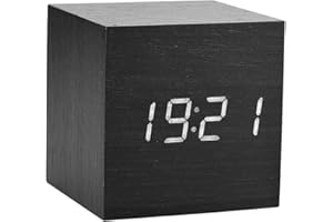 Zerone LED zegar biurkowy poranny budzik cyfrowy sześcian/prostokątny/trójkątny wyświetlacz daty temperatury z cyfrowym budzikiem podróżnym (czarna kostka)