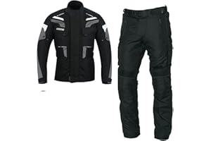 WMW WALI MOTO WEAR Herren Motorradkombi Kombi Motorrad Hose Jacke Textil Schwarz Protektoren Jacke+Hose
