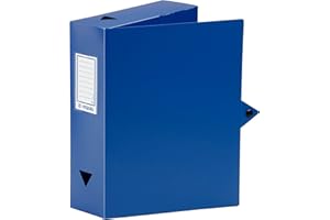 Viquel - Boite de Classement Documents A4 ESSENTIEL - Dos 8 cm - Plastique Souple Résistant - Porte-Étiquette - Bouton Pression - Fabriqué en France - Bleu