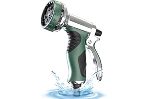 HMIL-U Hose Pipe Spray Gun Metal Garden Hose Nozzle with 9 Patterns Garden Hose Spray Gun for Hose Pipe for Watering Plants Washing Cars Pets