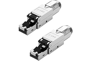 ZHITING 2x CAT 7 RJ45 Stecker Netzwerkstecker für starre LAN Kabel Verlegekabel Ethernet, lan stecker cat 7 werkzeuglos LSA，vollgeschirmt STP, 10 Gbit/s, AWG 23-26