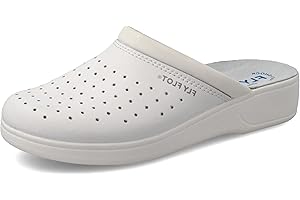 Fly Flot | Man Professional, Zoccoli Sanitari Uomo, Ciabatta con Tomaia in Pelle Forata e Sottopiede in Pelle Scamosciato