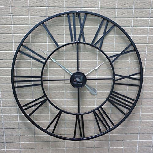 MZDZR Wall Clock Retro Numerals Round Wall Clock Quiet Clock Fashion Simple Living Room Kitchen Restaurant Bedroom Wall Clock -80cm Black