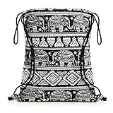 Turnbeutel Gym Bag Tasche,Buself Turnbeutel Sportbeutel Tasche Bag Jute-Beutel (Schwarz-Weiss)