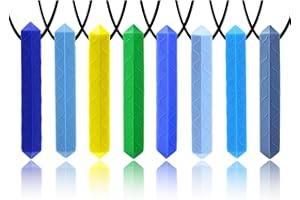 GNAWRISHING Chew Necklaces for Sensory Kids 8 Pcs Diamond Shape Sensory Chewy Toys for Autism Boy, ADHD Toddler, Adult