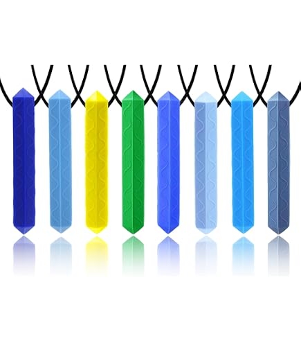 Collana Allattamento Collane Silicone Mordere Collane Masticabili Sensoriali 5 Pezzi | In Silicone Alimentare Per Autismo E ADHD - Blu Per Bambini E Adulti Collane Silicone Masticare Matite Per Adhd