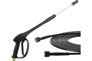 TECHKAR Pistola Idropulitrice M22x1,5 Perno 14mm con Tubo Alta Pressione e Lancia - Accessori Idropulitrice – Ugello Regolabile per Idropulitrice – Tubo 5m