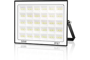 URTBST 50W Projecteur LED Extérieur,5000LM Spot LED Extérieur IP67 Imperméable Projecteur Exterieur LED,7000K Blanc Froid Projecteur Exterieur,Luminaire Exterieur pour Cour,Garage,Patio,Jardin