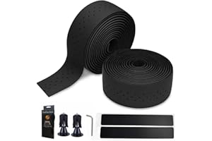 ZodiacZen Guidoline Velo Route,Ruban de Guidon de vélo étanche, Guidoline de Vélo Antidérapant,Guidon Velo Route absorbant les chocs,Avec bouchon de guidon en aluminium,200 x 3 cm,Noir