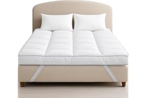 NIGHTNEST 10cm Extra Thick Firm Mattress Topper Double Bed - Box Stitched, Hotel Quality Quilted Toppers - Comfy Cloud Heavy Fill Back Support Pain Relief Fitted Bed Cover Strong Elastic Straps