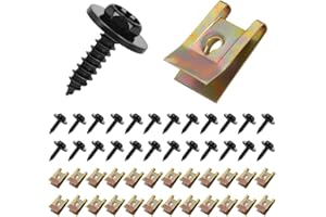 Adiwo Blechmutter Schraube Mutter Clip Kit, 48 Stück Edelstahl Karosserieschrauben Edelstahl Blechmutter Schraube Mutter Clip Schnappmutter Set Gewinde Clip Mutter Set Blechschrauben Schwarz