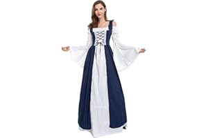 Gammify Vestito da donna medievale costume rinascimentale abito da regina vittoriana abiti da principessa costume tromba maniche gotico maxi abito