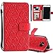 Produktbild COTDINFOR Samsung S7 Protective Hülle Elegant PU Tasche Leder Flip Schutzhülle Cover im Bookstyle Kartenfächer Magnet Etui Schale für Samsung Galaxy S7 Red Rattan KT.