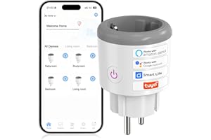 Oblinple Enchufe Inteligente WiFi 16A con Monitor de Energía Control Remoto por Tuya&Smart Life APP/Voz Enchufes Inteligentes Bluetooth Compatible con Alexa y Google Home 2,4 GHz (1, blanco roto)