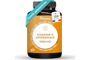 Vitamine C Liposomale 1000mg Haute Absorption - 120 Gélules Vegan - Antioxydant, Anti-Fatigue, Immunité Adulte - Fabriqué en France - Vitavea