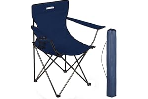 Munnie Folding Camping Chair | Lightweight Heavy Duty Outdoor Chair | With Armrests, and Cup Holder | Extra-Wide 100kg Capacity per Chair | Included with Carry Bag (Blue)