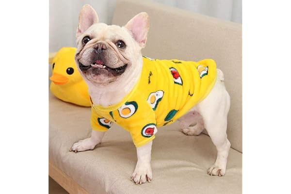 PETANGEL Fleece Dog Shirt, Soft Flannel Dog Sweatshirt Clothes for Puppy Small Dogs, Avocado Pattern Winter Party Dress Up Clothes for French Bulldog, Poodle Pug (Size: XXL, Chest: 68 cm)
