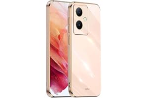 WBWONE Funda para Vivo V29 Lite 5G, Frontera de Oro Carcasa Protectora Antigolpes Suave TPU Silicona Caso Anti-Choques Resistente a los Arañazos - Rosado