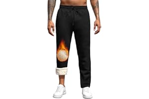 Vorvowry Jogginghose Herren Winter Thermo Sweatpants Dicke Warme Baumwolle Gefüttert Fleecehose Breite Trainingshose Lang Sporthose Elastischer Bund mit Kordelzug