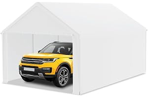FIVMEN Carport tältgarage 4 x 6 m stort garagetält förvaringstält med avtagbara sidoväggar vintersäker mobil garage skydd pil