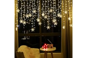 COKEEY Christmas LED Snowflake String Lights - 3.5m Snowflake LED Curtain Lights Garland Wedding Decorations for Christmas, Wedding, Party, Home, Terrace, Ramadan, Lawn (Warm Light)