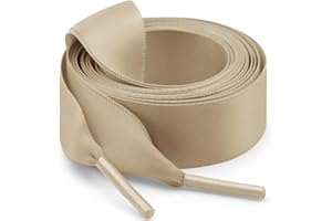 WEGOODZF Satin Ribbon Shoe Laces: 2CM Wide Flat Silk Shoelaces for Women Girls 2 Pairs Replacement Shoelace for Trainers Boots Sneakers