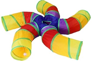 Bemodst Túnel para gatos arcoíris, juguete para gatos, túnel para mascotas en forma de S de 5 vías, tienda de campaña interactiva para gatos, laberinto, casa de gato, tubo de túnel plegable para gatos