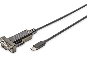 DIGITUS Adaptateur USB vers série - Convertisseur RS232 - USB 2.0 Type-C vers DSUB 9M - chipset FTDI FT232RL - câble de Connexion de 1m