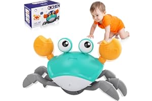 UCAMP Granchio Che Cammina Neonato con Evitamento Ostacoli Automatico, Ricaricabile, Regolabili, Giochi Neonato per Tummy Time Baby 6-12 Mesi Gioco per Bambini 1 2 3 4 5 Anni, Ideale Regalo