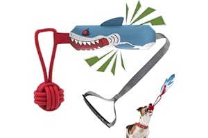 Duuclume Dog Squeaky Toys for Aggressive Chewers，Indestructible Pet Dog Toys，Interactive Tug of War Rope Toys for Medium Dogs，Durable Dog Ball Toys for Boredom Chew Teething (Sharks)