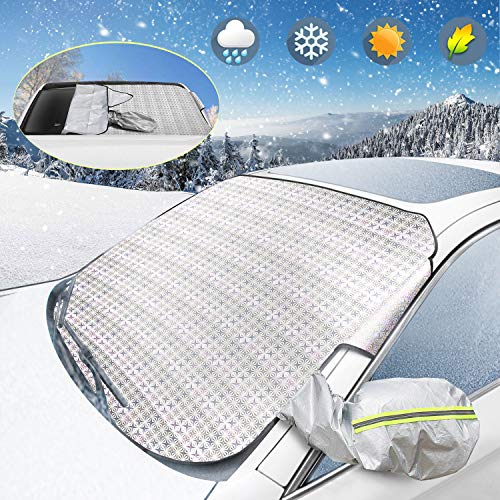 AODOOR Protezione Parabrezza, Copriauto per Parabrezza, Copertura Parabrezza Auto Impermeabile Telo Parabrezza Copriparabrezza Anti-Gelo Inverno Anti-Ghiaccio Copri Protegge Adatto (183cmx116cm)