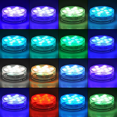 2st RGB unterwasser Lampe LED mit Fernbedienung tragbar Baterriebetrieben LED Beleuchtung unterwasserleuchte für Badwanne Swimmpool Teichbecke Terrasse Garten Flur Aquarium Fisch Party Beleuchtung - 3