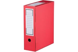 karton-billiger Lot de 20 Boîtes de rangement pour archives - 10cm x 10cm x 10cm - Rouge - Colored - Rectangulaire - Pliable - Recyclé