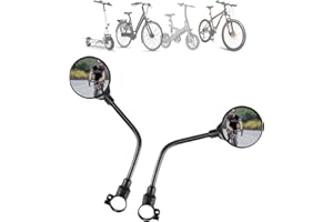 DOEPEBAE 2 Pcs Bike Mirrors,Rear View Mirror with Clear View,360°Rotatable Adjustable Wide Angle Cycling Rear View Mirror,for 22-32 mm Handlebar for MTB Bike,Road Bike and E-Bike