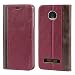 Produktbild Mulbess Leder Tasche im BookStyle und 3 Kartenfach für Lenovo Motorola Moto Z Play (2016 Model) Moto Z Play Hülle Flip Case Cover,Wein Rot
