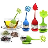 Infusore per tè con vassoio incluso set di 5, manico in silicone Sourceton IN ACCIAIO INOX filtro per tè filtro sciolto Steep