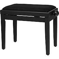 Classic Cantabile Pianobank Schwarz-matt (Höhenverstellbar von 47-56cm, Spindelmechanik, Sitzfläche 55 x 32cm, schwarzer Velo