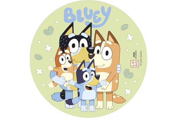 dekora – Bluey Tårtbild av Ätbart Papper 20 cm, Bluey Födelsedagsdekoration med Bingo för Barnkalas, Glutenfri, Laktosfri, Lä