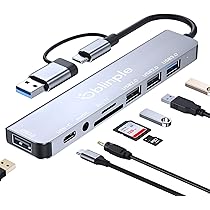 Hub USB 3.0 Type C Multiports Avec Lecteur Carte Mémoire - Aluminium 1 M - Neuf