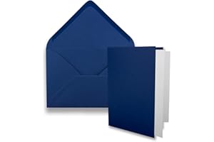 FARBENFROH BY GUSTAV NEUSER Set de cartes pliantes format B6 | avec enveloppes et feuillets – Idéal pour cartes d'invitation et cartes de vœux – Convient pour imprimante – 50 Sets 17-nachtblau
