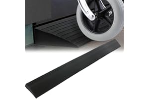 IVEOPPE Rampe de seuil de porte autocollante - 90 cm x 8 cm x 3 cm - Surface antidérapante - Rampe en caoutchouc pour poussette, déambulateur, scooter, robot aspirateur