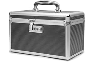 HEWEI WORKS Botiquin medicamentos casa, 31.0x18.3x19.3cm, Medicinas y seguridad en el hogar, caja multifuncional con cerradura combinada, Incluye caja de pastillero portátil de bolsillo (gris/mediano)