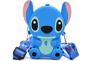 SIMYRON Sac à bandoulière Jouet, Jouets Antistress, Sac en Silicone Cartoon en Trois Dimensions, Sac Mini Fille en Silicone, Sac à Main Petite Fille, Cartoon Cadeau Enfant avec bandoulière réglable (Bleu)