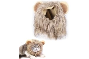 LSCUYZ Süße Löwenkostüm, Löwenmähne mit Ohren für Katzen, kleine Hunde oder Welpen, für Halloween, Partys, Löwe Haar Kopfbedeckung für kleinen Hund und Katzen, Löwe Mähne Perücke Welpen Cosplay Kostüm