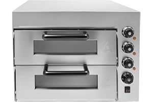 LUNICASHA Professioneller Pizzaofen Doppel, 3000 W Pizzaofen Elektrisch, Kommerzieller Pizza Oven 350℃, Pizza Ofen Elektrisch für Pizza, Brot und Backwaren